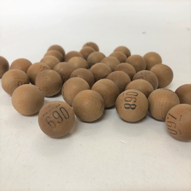 BINGO BALLS, Bag of Ex Small Wooden Balls